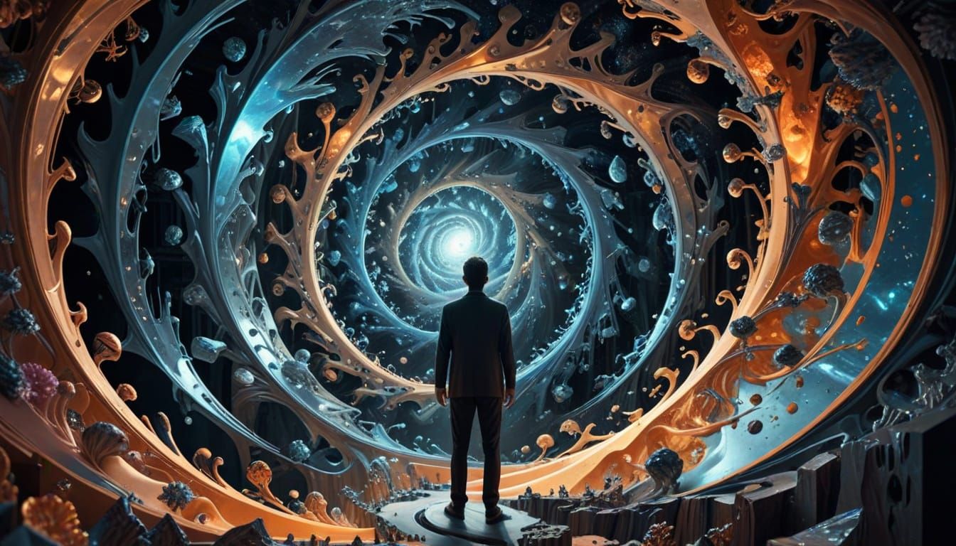 Surreal Vortex Figure in Iridescent Colors