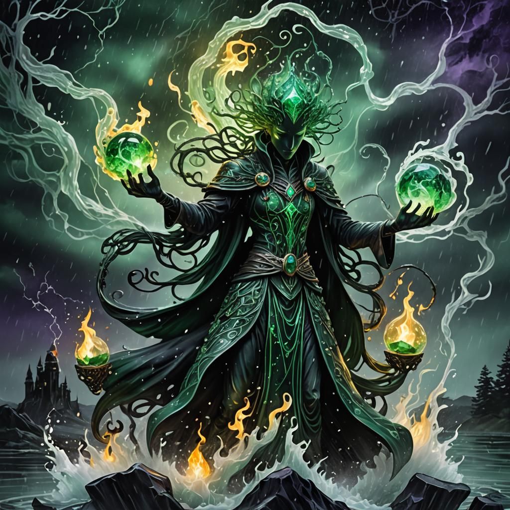 Eldritch Emerald Figurine in Dark Fantasy Digital Art