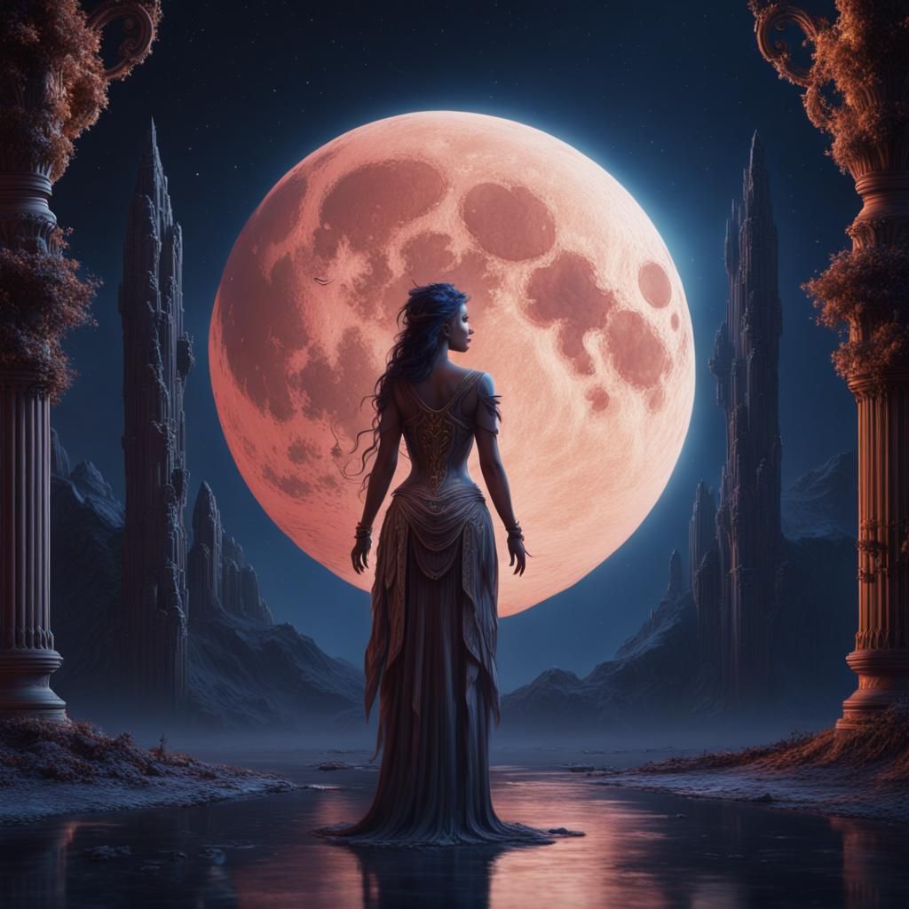 Fantastical Goddess of Moon and Stars: Matte Painting