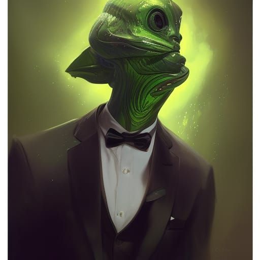 Hyperdetailed Portrait of Cute Green Alien