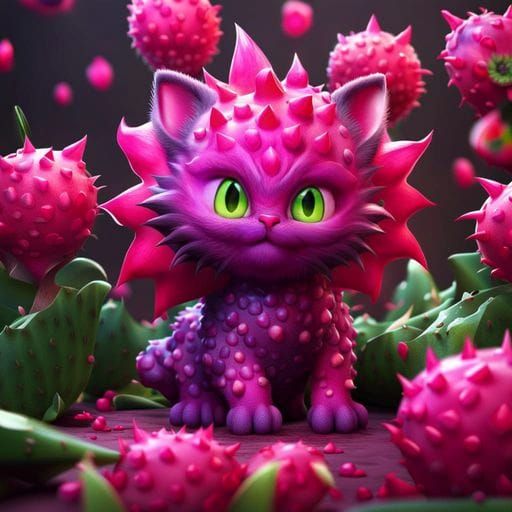 Cute Cat Looks Like a Dragon Fruit