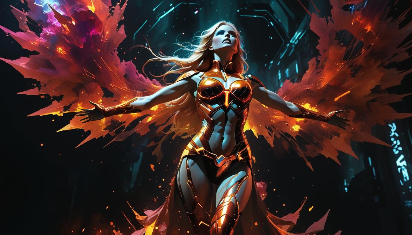 Ethereal Invisible Woman in 1980s Comix Style