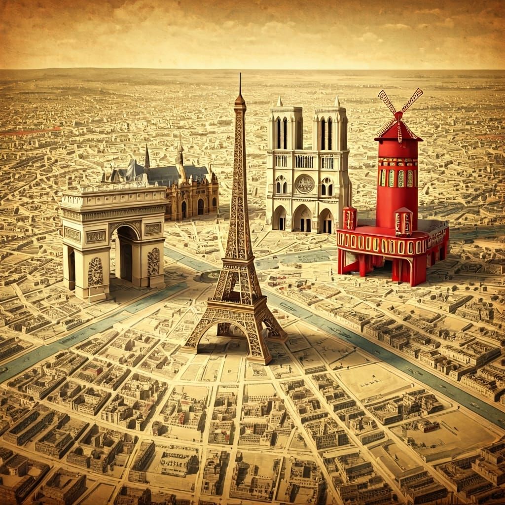 Paris Map with 3D Landmarks