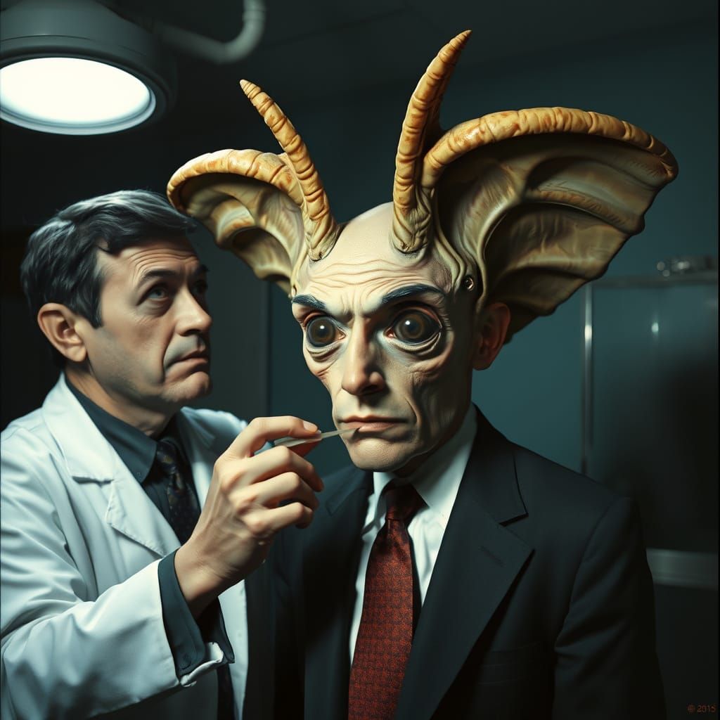 Doctor Stunned by Winged Eyelid Growth, Biomechanical Art