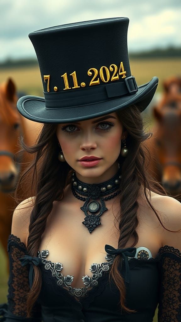 Steampunk Gothic Woman Travels to 19th Century