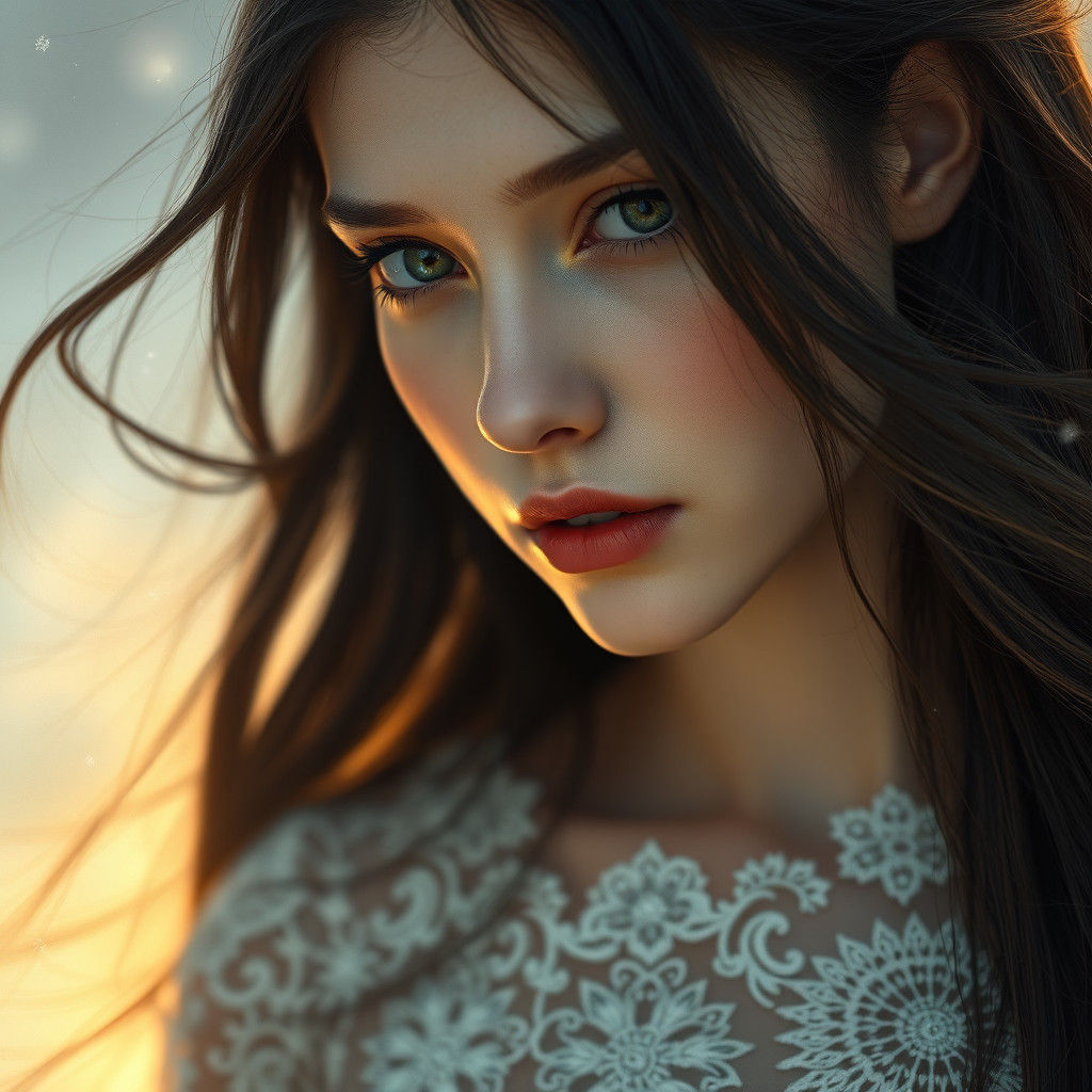 Ethereal Woman Portrait with Ice Crystals