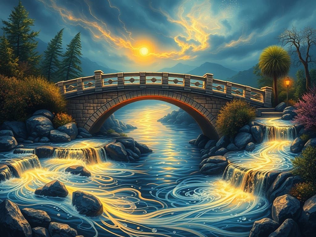 Luminous River Landscape in Dreamy Style