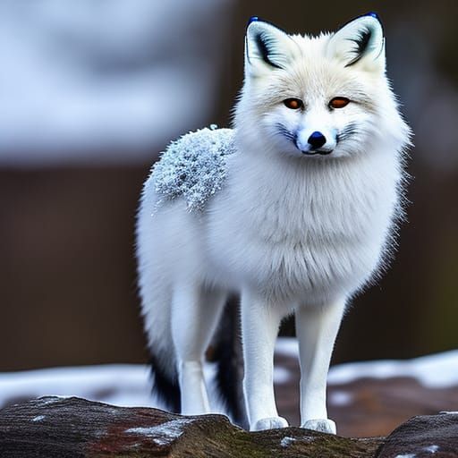 Holographic Sakura Snow Fox in Fairycore Style