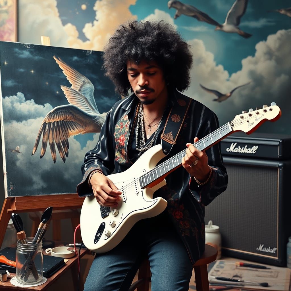 Jimi Hendrix in Studio, Painting to Little Wing