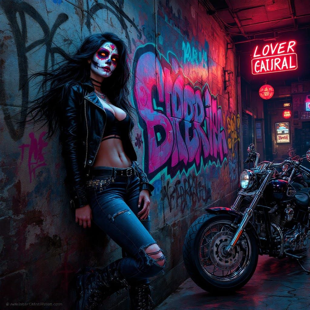 Surreal La Calavera Catrina in Lowbrow Art Style