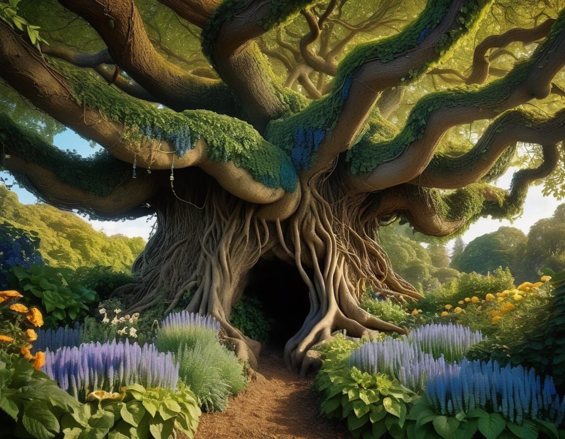 Secret Garden Hidden in Ancient Tree Roots