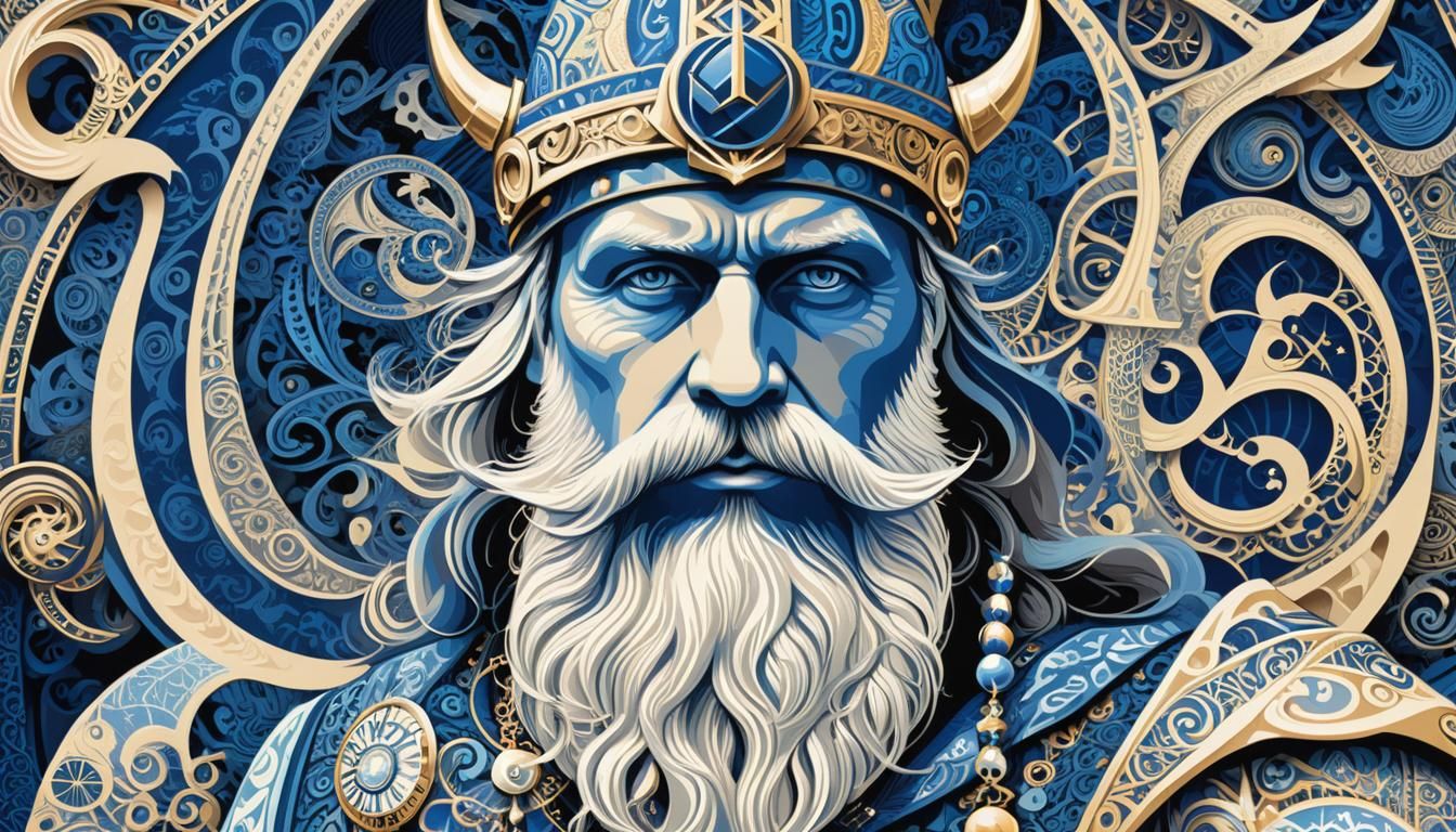 Psychedelic Viking on Sixth Avenue in Op-Art Style