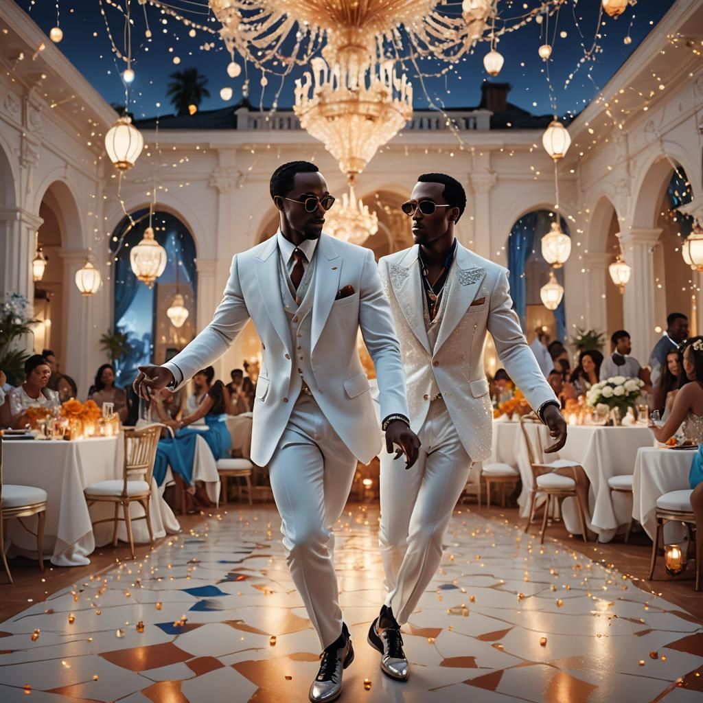 Diddy Dances at Lavish White Party in Fantasy Style