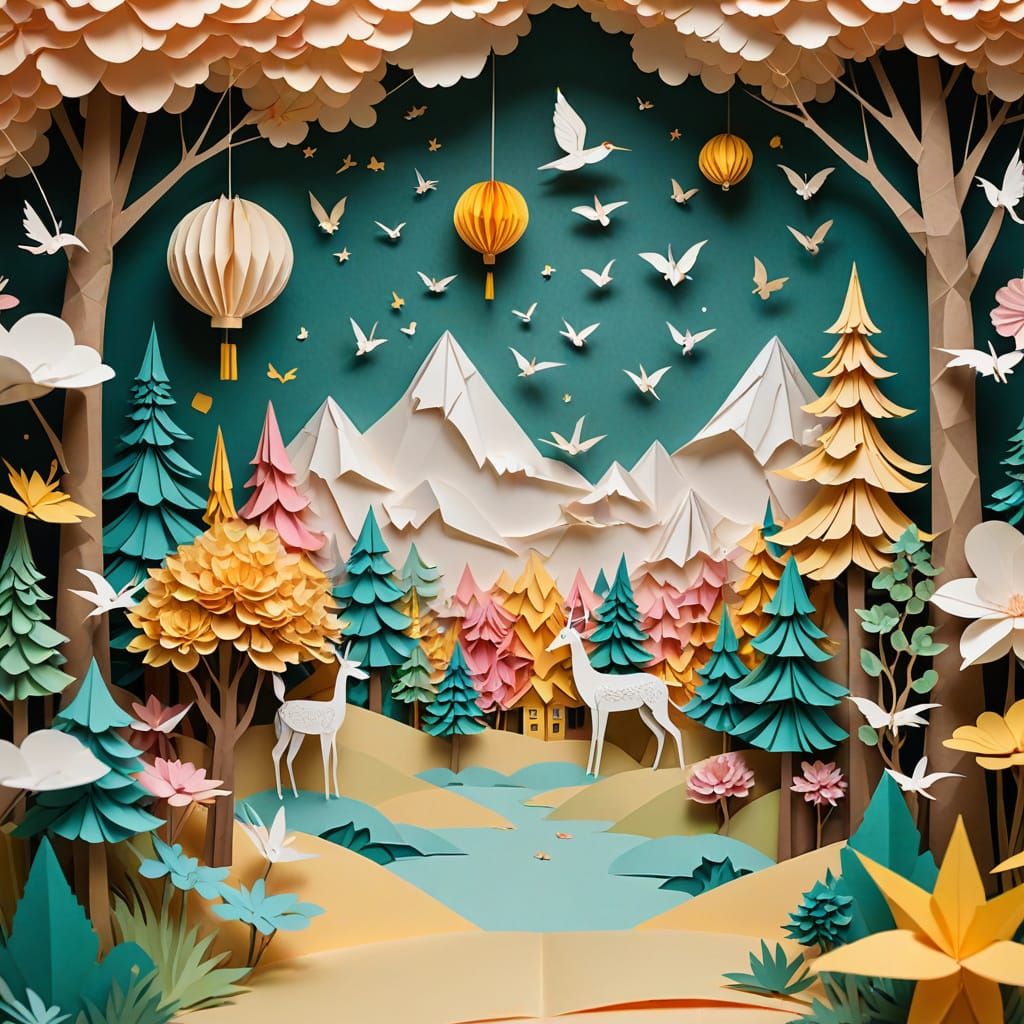 Magical Paper-Crafted World with Origami Animals