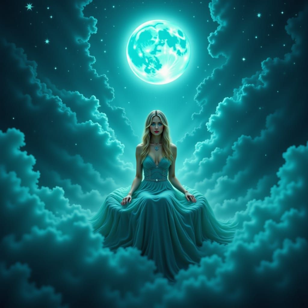 Goddess of Night on Turquoise Star Throne