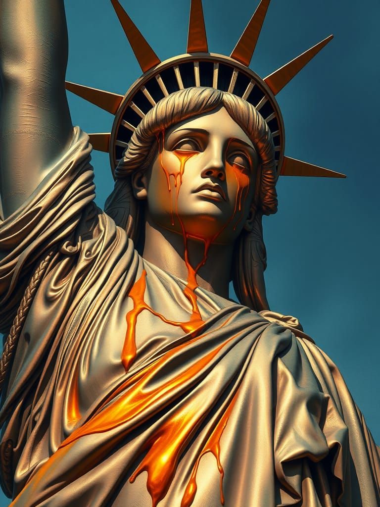 Melting Liberty: Surrealist Descent into Anguish