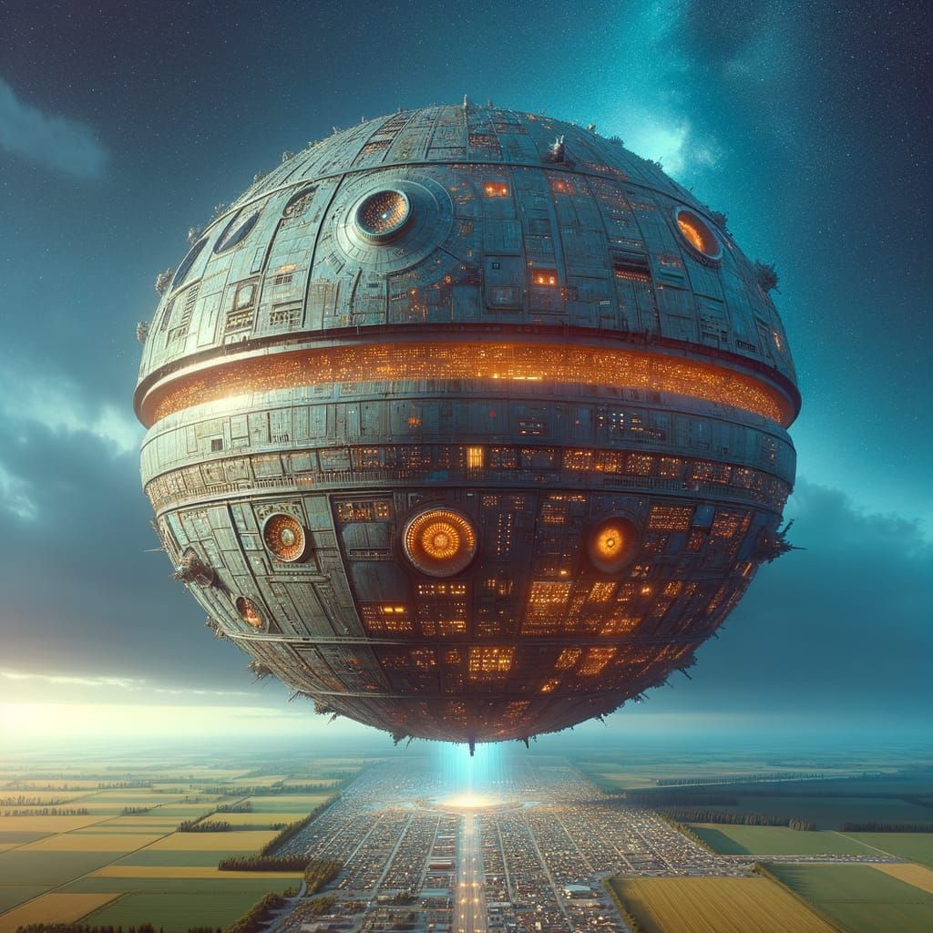 Fantastical Spacecraft Ascends in Science Fiction Style