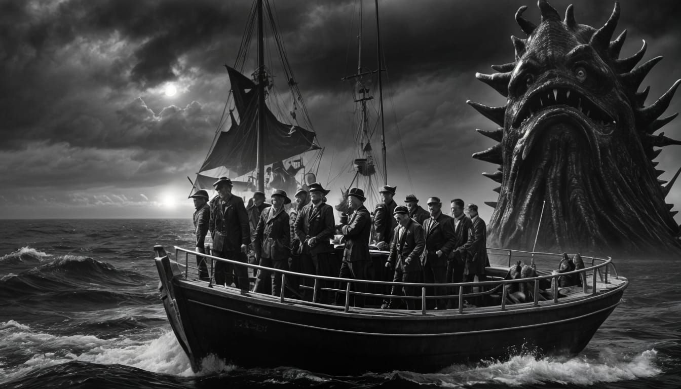 Lake Michigan Monster: Absurdist Black and White Cryptozoolo...