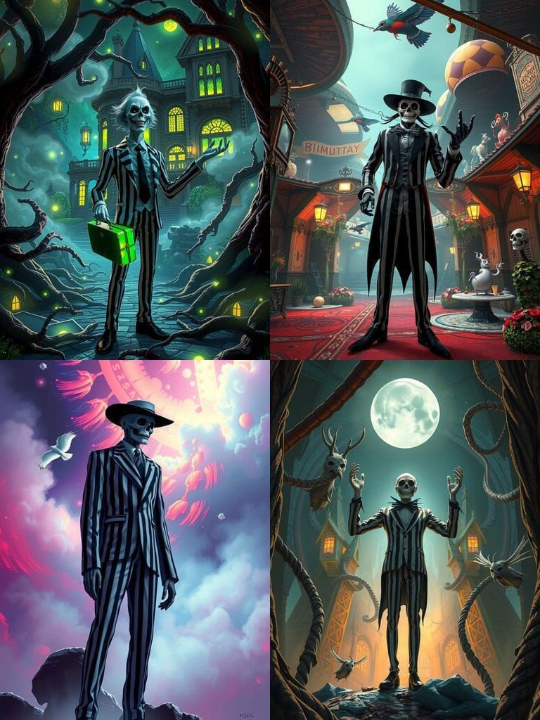 Surreal Beetlejuice Concept Art in Deep Color