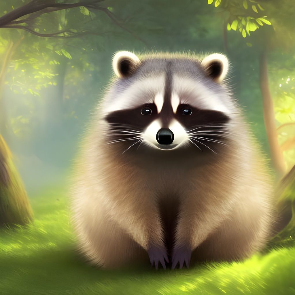 Cute Raccoon on Forest Path in Pixel Art