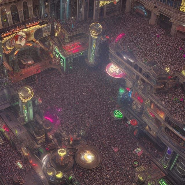 Futuristic Gaming Tournament Under Cyberpunk Midnight Sky