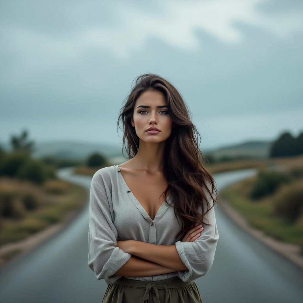 Woman at Crossroads: Fine Art Photography in 8k