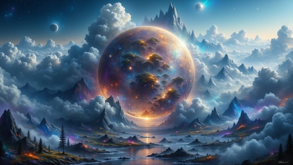 Cosmic Dreamscape in Electric Blue Velvet