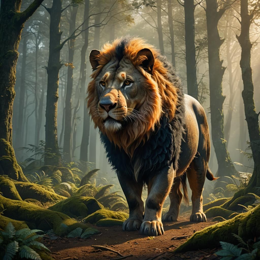 Half-Pig, Half-Lion in Misty German Forest