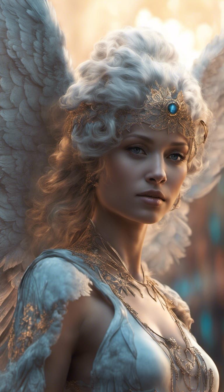 Angelic Figure in a Tech Environment