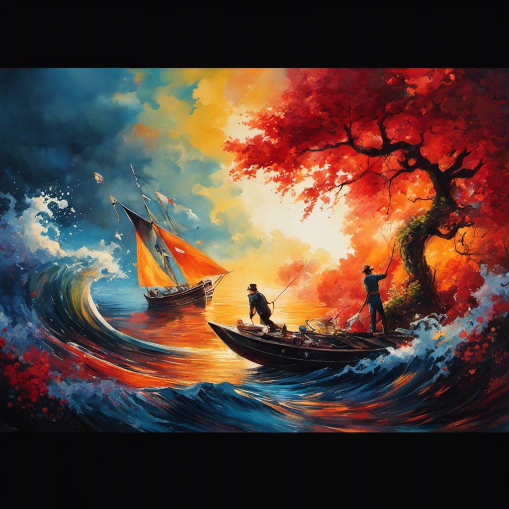 Dreamy Watercolor: Red-Haired Woman by the Sea