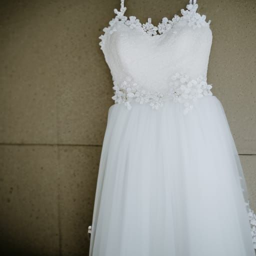 Elegant White Wedding Dress with Flowery Strap