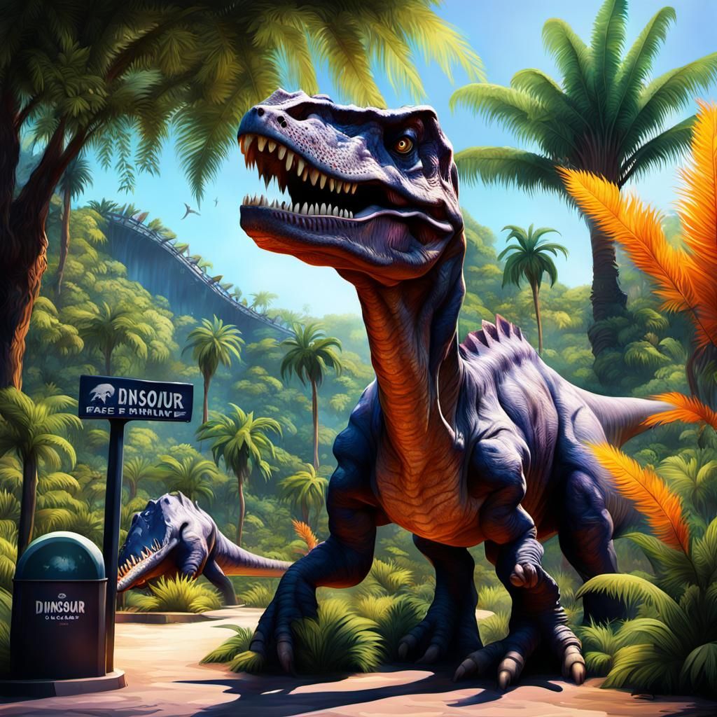 Dinosaur Park Entrance in Splash Art Style
