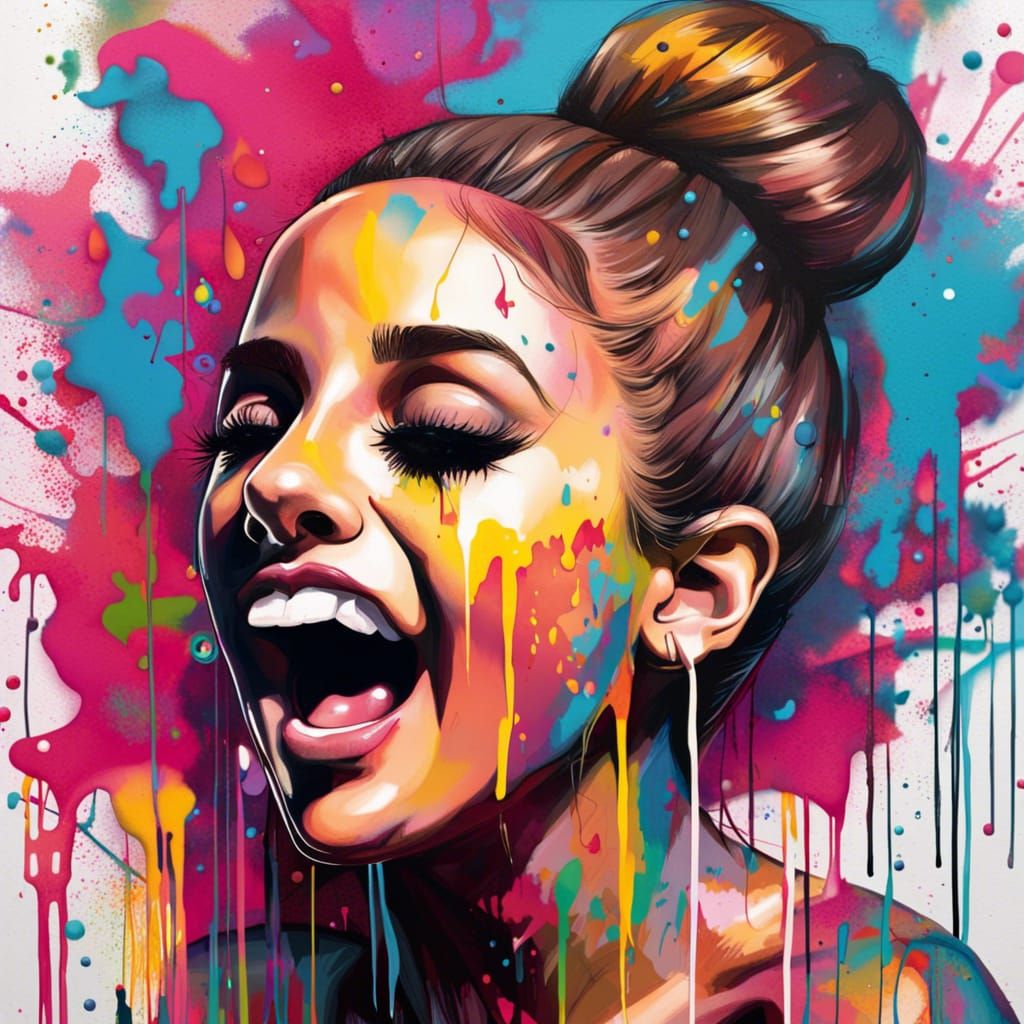 Ariana Grande Singing in Graffiti Street Art