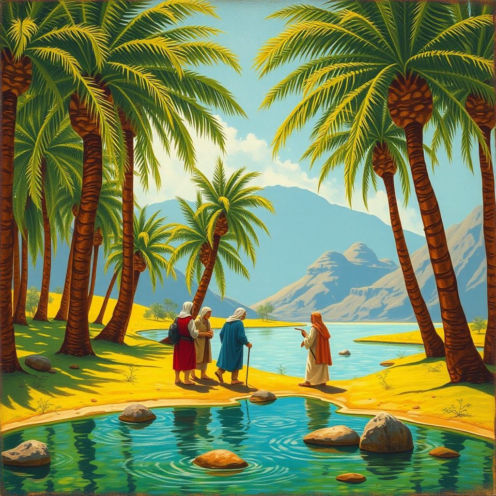 Ancient Israelites in a Serene Oasis