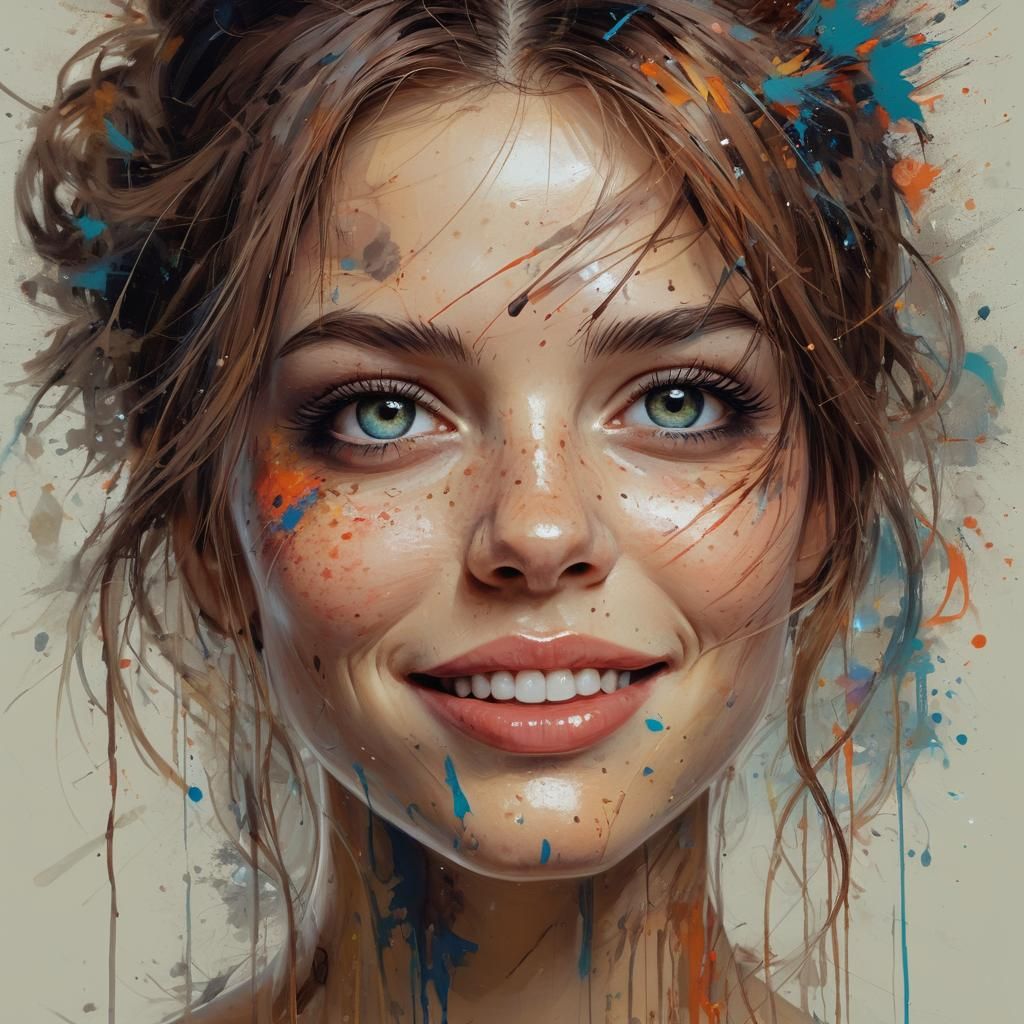 Mysterious Beauty Portrait with Painterly Brush Strokes