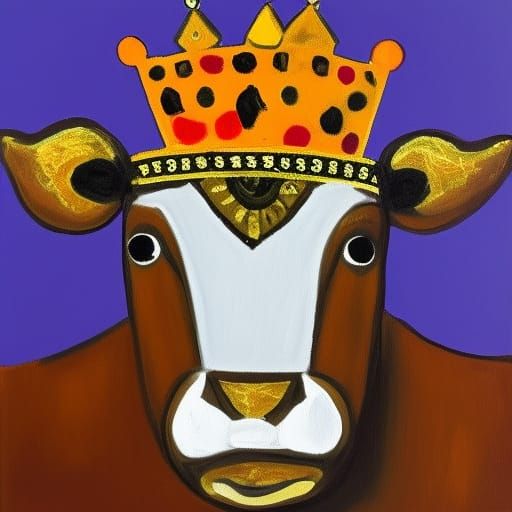 Abstract Art: Cow Wearing a Crown