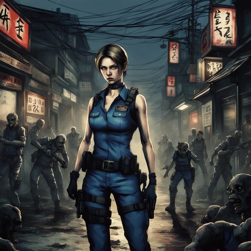 Jill Valentine in Raccoon City, Ukiyo-e Style