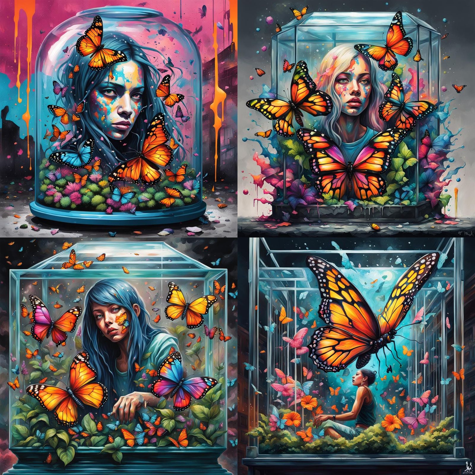 Butterfly Mutant Breaking Free: Graffiti Art