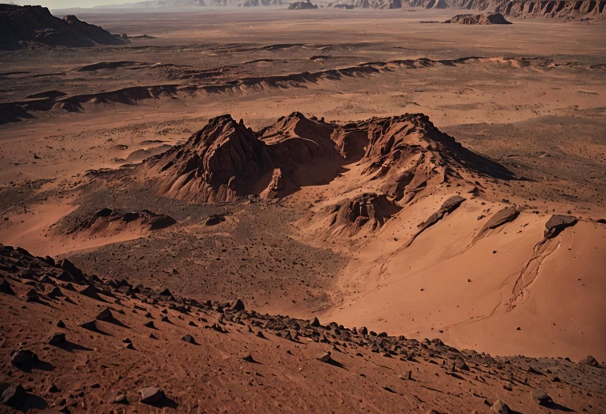 Ancient Pueblos on Mars: A Cinematic Film Still