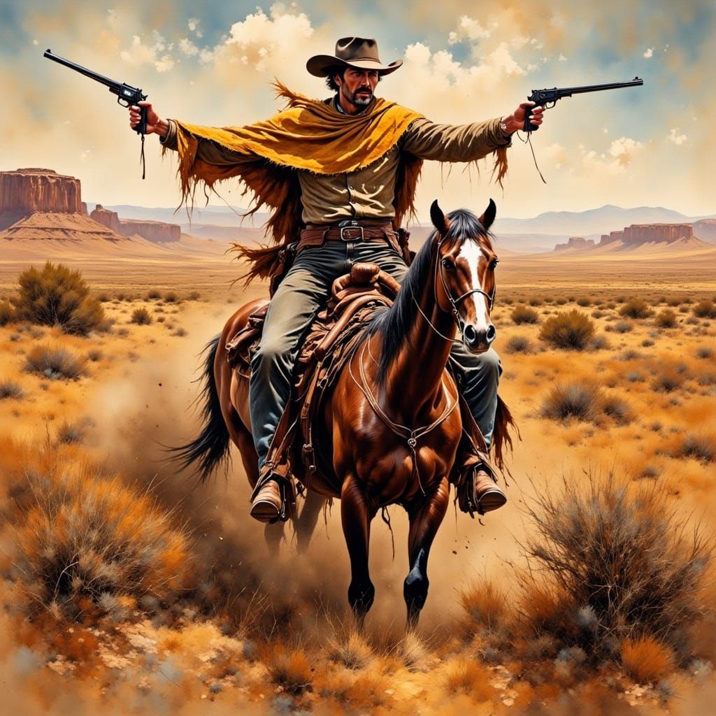 The Man with No Name in a Grungy Oil Painting