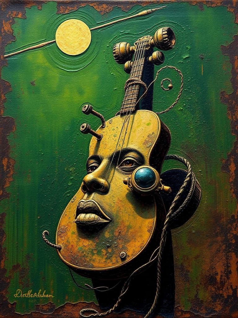 Psychedelic Vision in Leather, Surreal Oil Painting