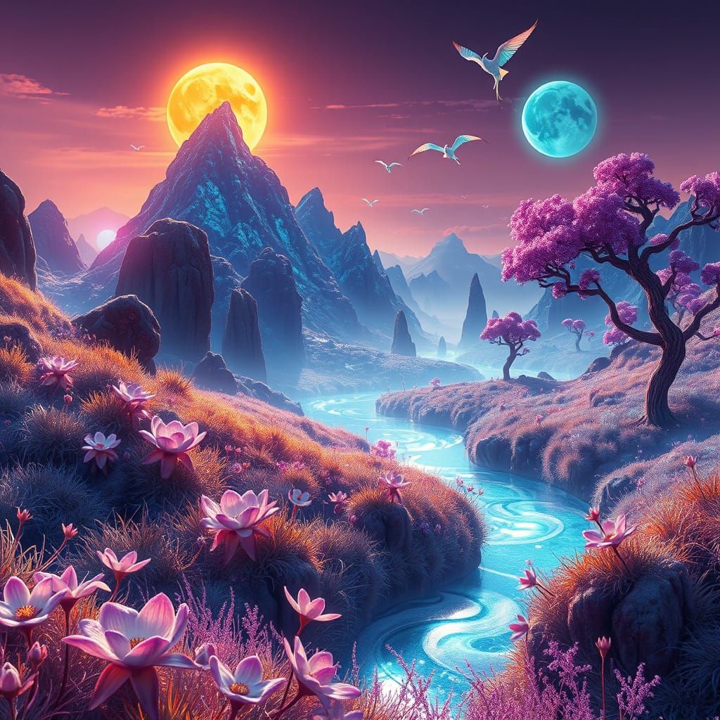 Una escena de un paisaje natural extraterrestre