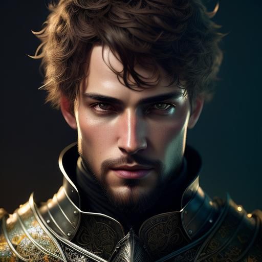 Medieval Knight Portrait with Shiny Aura