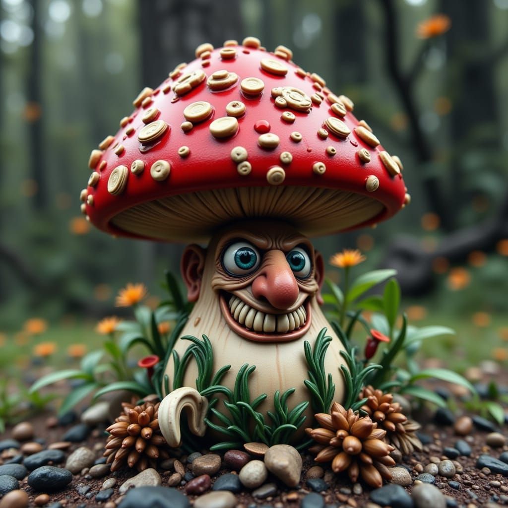 Lego Mushroom Character with Crazy Eyes