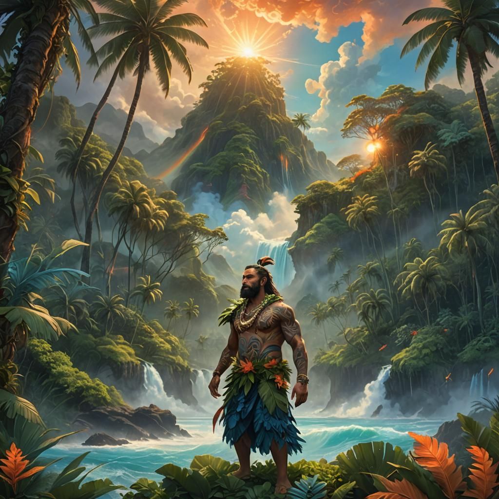 Wakea, Hawaiian Sky Father in Island Fantasy Art