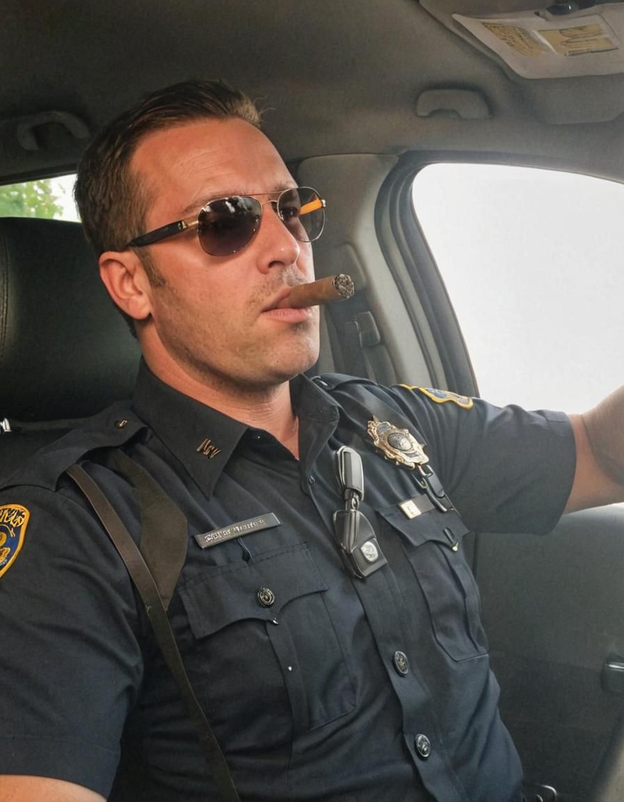 Young Cop with Cigar