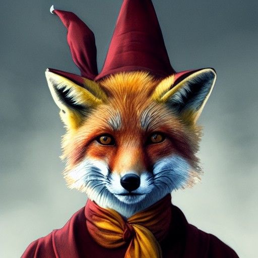 Fox as Gryffindor Wizard, Art Deco Portrait