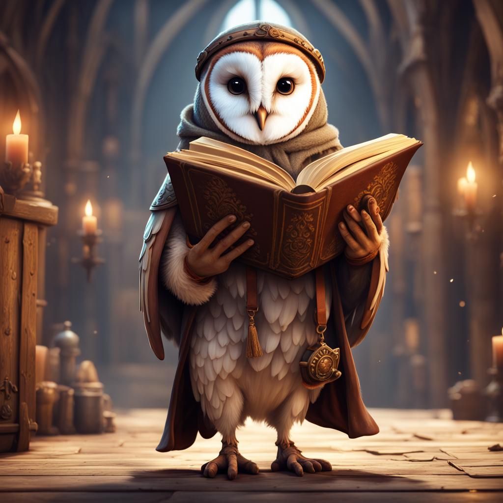 Anthropomorphic Barn Owl Cleric in Detailed Digital Art