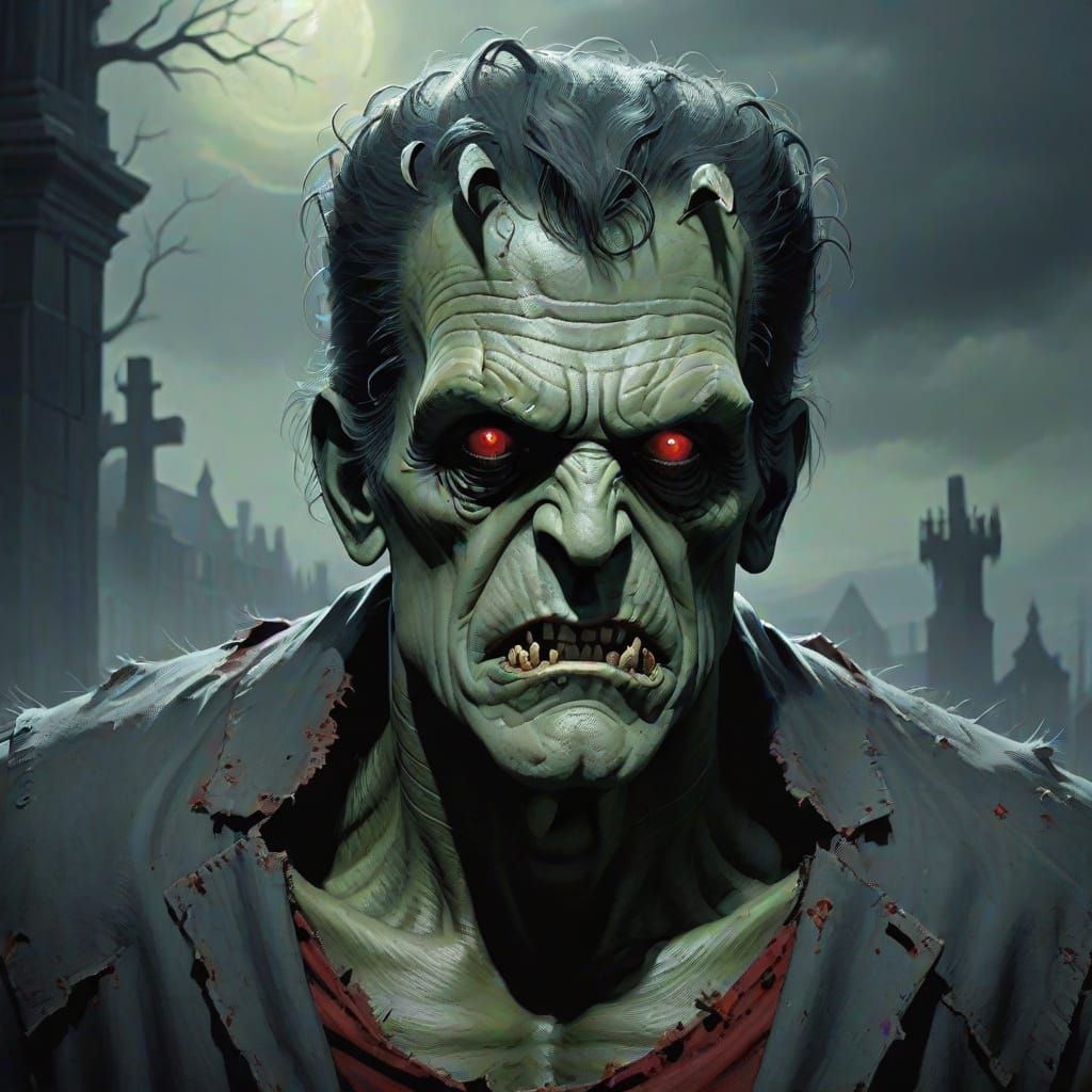 Horror Frankenstein's Monster in Doré Style