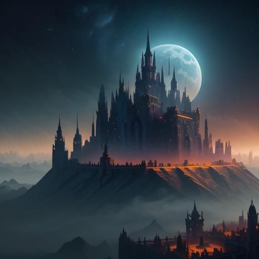 Moon City: Detailed Matte Painting in Deep Color
